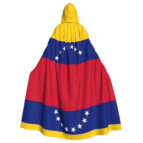 OKFSTY Umhang mit der Flagge Venezuelas für Erwachsene, Halloween, großer Kapuzenumhang, 140 cm Länge, geeignet für Maskerade-Kostüme, Comic-Con von OKFSTY
