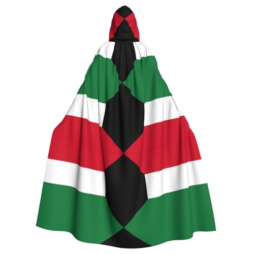 OKFSTY Umhang mit kuwaitischer Flagge, für Erwachsene, Halloween, großer Kapuzenumhang, 140 cm Länge, geeignet für Maskerade-Kostüme, Comic-Con von OKFSTY