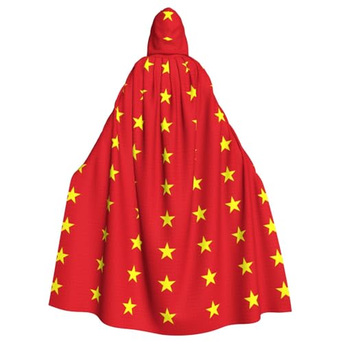 OKFSTY Umhang mit vietnamesischer Flagge, für Erwachsene, Halloween, großer Kapuzenumhang, 140 cm Länge, geeignet für Maskerade-Kostüme, Comic-Con von OKFSTY