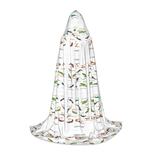 OKFSTY Verschiedene Arten von Eidechsenaufdruck, Kapuzenumhang für Teenager, Halloween-Kapuzenumhang für Jugendliche, geeignet für Themenpartys, Comic-Con OKFSTY Verschiedene Arten von Eidechsenaufdruck, Kapuzenumhang für Teenager, Halloween-Kapuzenumhang für Jugendliche, geeignet für Themenpartys, Comic-Con von OKFSTY