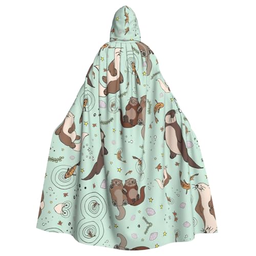 Otters Printing Halloween Großer Kapuzenumhang für Erwachsene, 140 cm Länge, geeignet für Maskerade-Kostüme, Comic-Con von OKFSTY