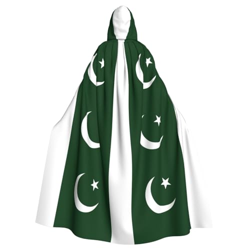 Umhang mit Kapuze für Erwachsene, Motiv: Flagge Pakistans, groß, 140 cm lang, geeignet für Maskerade-Kostüme, Comic-Con von OKFSTY