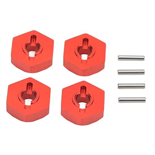 4 PCs RC Rad Whex Hex Hub Adapter, Aluminium 12mm Sechskantrad -Hubs -Adapter Aluminiumlegierung RC Hex -Koppler -Teile für Traxxas e REO 1/16 RC -Auto (Rot) von OKJHFD