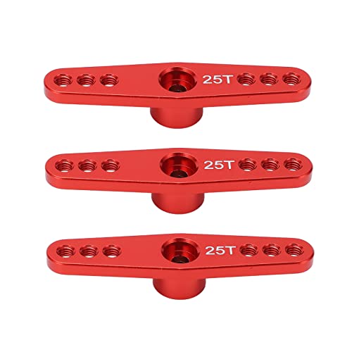 OKJHFD 3PCS 25T Aluminiumlegierung, Lange Lenkung RC Servo Arm Horn Langer Typ für 1/10 Fernbedienungsauto -Upgrade Teil (Red) von OKJHFD