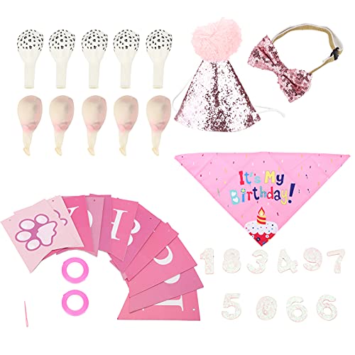 OKJHFD Dog Birthday Decoration Set Dog Party Outfits with Scarf Flags and Hat for Pet Birthday Parties Dog Birthday Hat Bandana Girl - Pet Birthday Party Supplies OKJHFD Dog Birthday Decoration Set Dog Party Outfits with Scarf Flags and Hat for Pet Birthday Parties Dog Birthday Hat Bandana Girl - Pet Birthday Party Supplies von OKJHFD