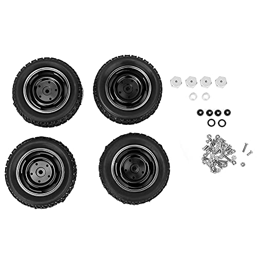 OKJHFD Gummireifen mit Metallrad Felgen Gummireifen Ersatz Metall 4 Loch U-Form-Reifen-Gummi-Reifen Aluminiumlegierungen für Mn D90 Mn-91 FJ-45 passen (Black MN-024BL) von OKJHFD