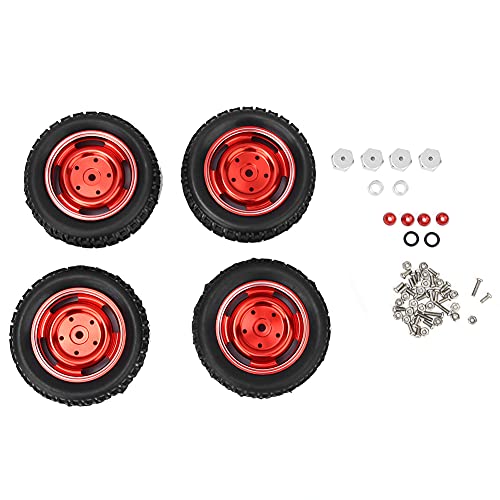 OKJHFD Gummireifen mit Metallrad Felgen Gummireifen Ersatz Metall 4 Loch U-Form-Reifen-Gummi-Reifen Aluminiumlegierungen für Mn D90 Mn-91 FJ-45 passen (Red MN-024R) von OKJHFD