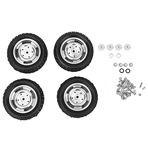 OKJHFD Gummireifen mit Metallrad Felgen Gummireifen Ersatz Metall 4 Loch U-Form-Reifen-Gummi-Reifen Aluminiumlegierungen für Mn D90 Mn-91 FJ-45 passen (Silver MN-024S) von OKJHFD