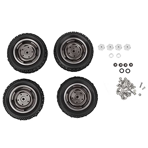 OKJHFD Gummireifen mit Metallrad Felgen Gummireifen Ersatz Metall 4 Loch U-Form-Reifen-Gummi-Reifen Aluminiumlegierungen für Mn D90 Mn-91 FJ-45 passen (Titanium MN-024T) von OKJHFD