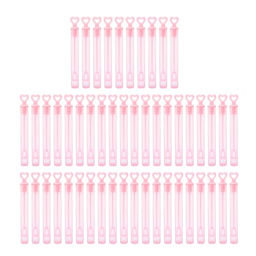 OKJHFD Mini-Herz-Blasenstäbe, 50 Stück, Mini-Blasenstäbe für Kinder, herzförmige rosa transparente Blasenstäbe, Partygeschenke für Spielbelohnungen, Hochzeiten von OKJHFD