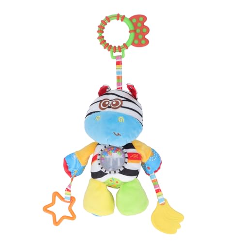 OKJHFD Neugeborenes sensorisches Spielzeug für Mädchen und Jungen, Kinderwagen-Plüsch-Rasselspielzeug, Cartoon-Tier-förmige hängende Schnuller-Komfortpuppe für das Kinderbett (Cebra de Colores) von OKJHFD