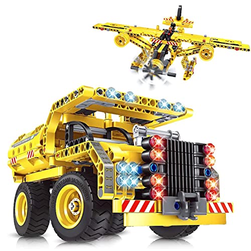 OKKIDY 2 in 1 Technic Flugzeug Lastkraftwagen Bausteine Spielzeug, 361 PCS Konstruktionsspielzeug Bauset ab 6, Auto Spielzeug Geschenk für 6 7 8 9 10 Jahre Jungen und Mädchen von OKKIDY