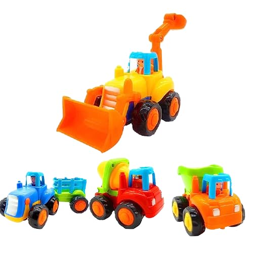 OKKIDY Reibungsgetriebene Autospielzeuge, Schieb- und Los-Spielzeug-Baustellenfahrzeuge für Babys und Kleinkinder ab 18 Monaten von OKKIDY