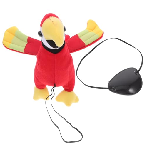 OKUMEYR 1 Set Piratenpapagei Ausgestopfter Papagei Halloween Zubehör Papagei Halloween Kostüm Papagei Stofftier Gefälschter Papagei Piratenkostüm Requisiten Piraten Augenklappen von OKUMEYR