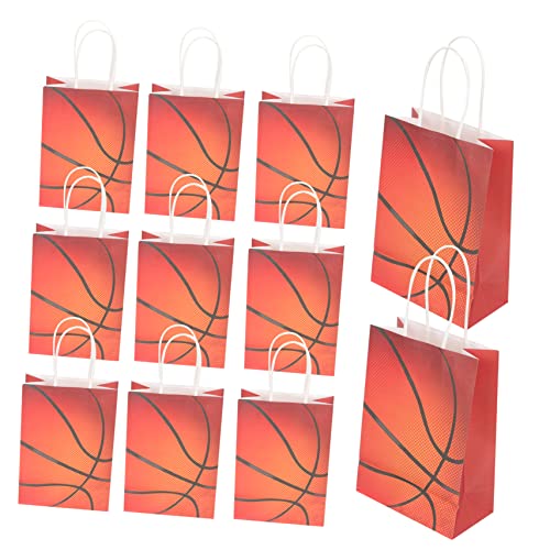 OKUMEYR 12St Kinder-Einkaufstasche Einkaufstüten Entwässerungskorb Keksbehälter zum Verschenken Basketball-Scrapbook-Papier Kekstüten Drucken Papiertüte Kraft Papier Süßigkeitentasche von OKUMEYR