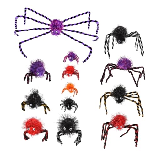 OKUMEYR 13pcs Simulierte Spinnendekorationen Horror Gefälschte Spinnen Halloween Spinnenornamente von OKUMEYR