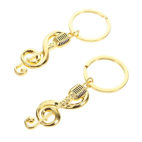 OKUMEYR 2 Pcs Metal Musical Note Schlüsselbund Musiksymbol Schlüssel Ringe Mikrofonschlüsselkettenanhänger Für Musiker Und Musikliebhaber Tasche Geldbeutel Brieftasche Autoanhänger Golden von OKUMEYR