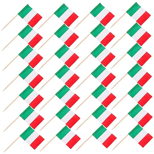 OKUMEYR 200Stücke Zahnstocherflaggen Multifunktionale Cupcake Toppers mit Italienischen Flaggen für Kreative Kuchendekorationen und Festliche Anlässe von OKUMEYR