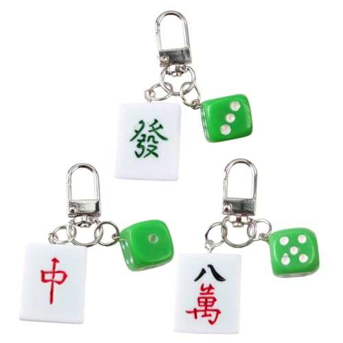 OKUMEYR 3St Mahjong-Schlüsselanhänger Geschenk für Mahjong-Liebhaber Chinesische Mah-Jongg-Schlüsselanhänger Dekor Schlüsselringe Schlüsselanhänger-Anhänger Deko-Taschenanhänger Rucksack von OKUMEYR