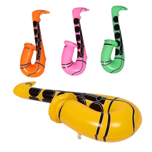 OKUMEYR 4 Pcs Aufblasbares Saxophonspielzeug Für Kinder Realistische Musikinstrumente Requisiten Wiederverwendbare Inblasbare Instrumente Party Gefälschter Aufblasbarer Saxophon von OKUMEYR