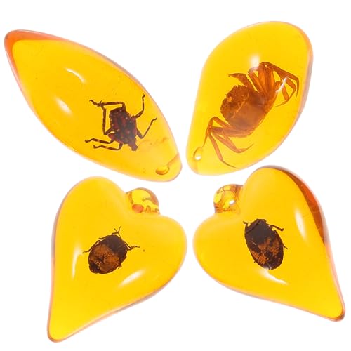 OKUMEYR 4 Stück Fluoreszierende DIY Bienenwachshänger mit Insekten Einschluss Unregelmäßige Form Anhänger für Kreative Schmuckherstellung Halskette und Ohrringe Zufällige Zufällige Farbe von OKUMEYR