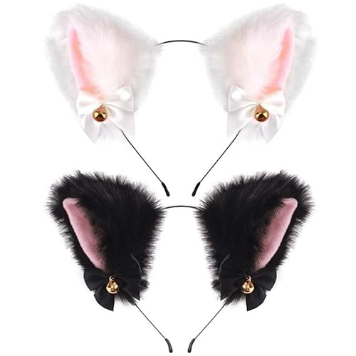 OLACD Party-Haarreifen mit Katzenohren, Plüsch, 2 Stück, Cosplay-Stirnband für Mädchen, Foto-Requisite für Kopfbedeckung von OLACD