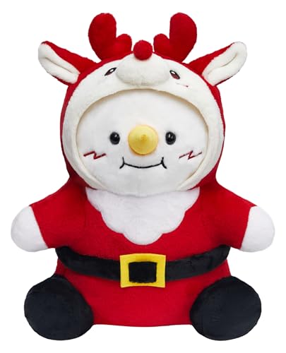 OLAOLA Schneemann Kuscheltier im Rentiere-Kostüm, Schneemann Plüschtier, 38 cm süßes Stofftier, Rentiere Plüschspielzeug Geschenk für Kinder und Erwachsene von OLAOLA
