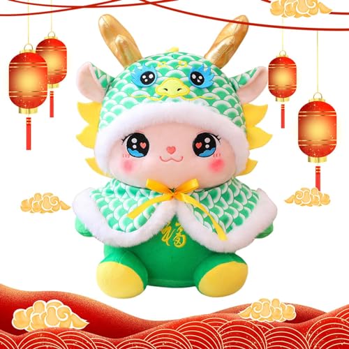 OLCANA Chinesisches Sternzeichen gefülltes Drachentier - Weicher und bequemer Plüschdrache - Langlebige Drachen-Dekoration für Neujahrs-Geburtstagsgeschenk von OLCANA