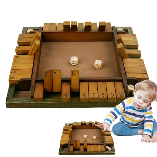 OLCANA Shut Box-Spiel - Verschließe die Kiste aus Holz | Strategiespiel für Kinder und Erwachsene, Familie, Klassenzimmer, Zuhause, Party oder Kneipe, Barspiele, Tischspiele, 2–4 Spieler von OLCANA