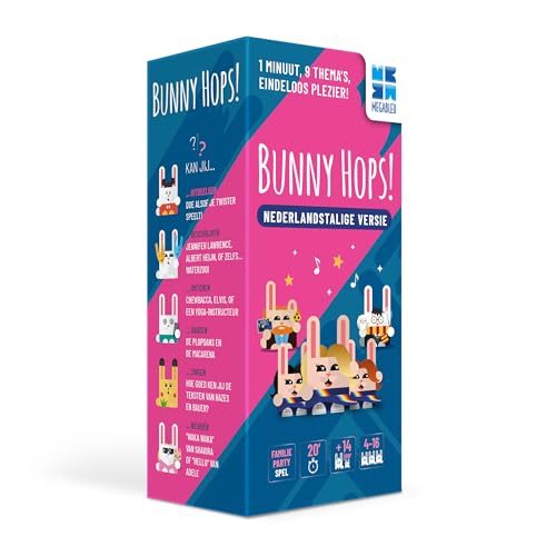 OLEMAINS - Bunny Hops Nederlandse Edition - Gesellschaftsspiel Für Familie Und Freunde - Urkomisches Partyspiel Für Erwachsene Und Jugendliche - 600 Karten - 4 Bis 16 Spieler -20 Min-Geschenk Für von OLEMAINS