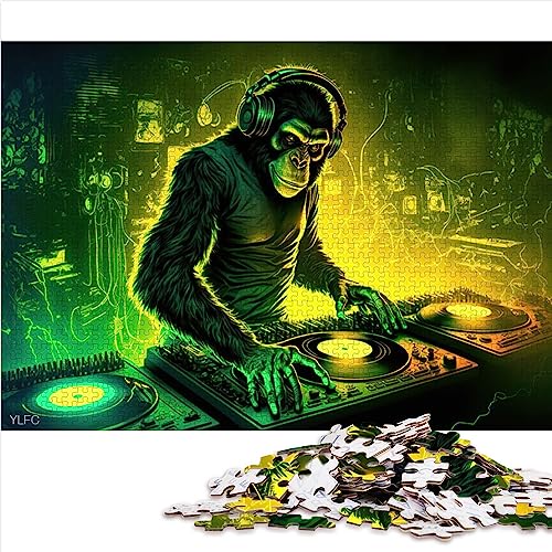 Affen DJ Puzzles für Erwachsene, Papppuzzles, 1000 teilige Puzzles für Erwachsene, Kinderpuzzle für Sommerliebhaber, 10,27 x 20,47 Zoll/26 x 38 cm. von OLIKED