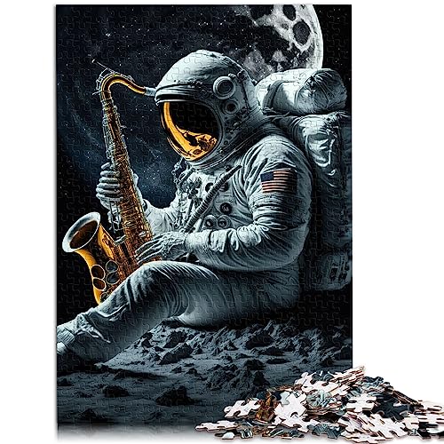 Astronauten Saxophon Puzzles, Papppuzzles für Erwachsene, 1000 Teile, Puzzle für Erwachsene und Herausforderungsspielzeug, 10,27 x 20,47 Zoll/26 x 38 cm. von OLIKED