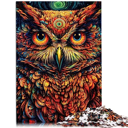 Fantasie Eulen Puzzle, 1000 Teile, für Erwachsene, Puzzles aus Pappe für Erwachsene und Kinder ab 12 Jahren, herausforderndes Spielzeug, 10,27 x 20,47 Zoll/26 x 38 cm. von OLIKED