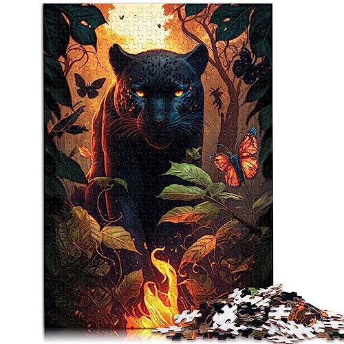 Feuriges Black Panther Puzzle für Erwachsene, Papppuzzle, 1000 teiliges Puzzle für Erwachsene und Kinder ab 12 Jahren, Heimdekoration, 10,27 x 20,47 Zoll/26 x 38 cm. von OLIKED