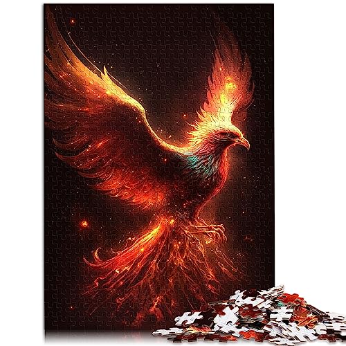 Fiery Phoenix Puzzle, Papppuzzle, 1000 teiliges Puzzle für Erwachsene und Kinder ab 12 Jahren, Lernspielzeug, 10,27 x 20,47 Zoll/26 x 38 cm. von OLIKED