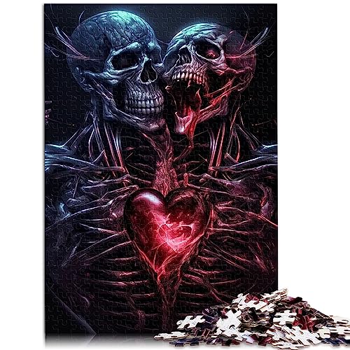 Puzzles Totenkopf Herz Puzzles 1000 Teile für Erwachsene und Kinder von Papppuzzles für Erwachsene Kinderspielspielzeug 10,27" x 20,47"/26 * 38cm. von OLIKED