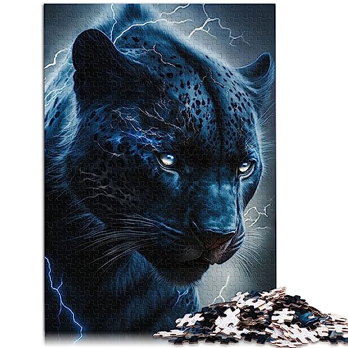 Schwarzer Panther mit Blitzen, Holzpuzzle für Erwachsene, 1000 Teile, für Erwachsene und Kinder ab 12 Jahren, Puzzle für Erwachsene, Puzzle Geschenke, 75 x 50 cm. von OLIKED