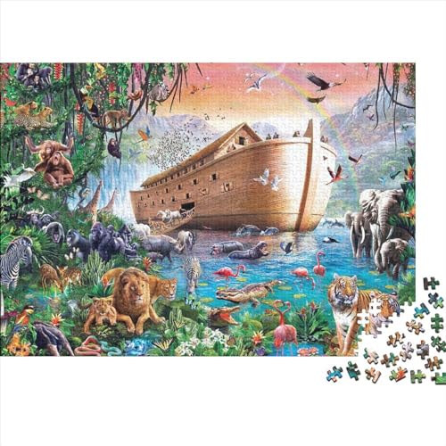 Animals of Noah's Ark 1000-Teile-Puzzle Cleveres Dekoratives Gemälde Nachhaltiges Wonderful Animals Puzzle - 1000 Teile Entspannendes Puzzlespiel 1000pcs (75x50cm) von OLKNJHER