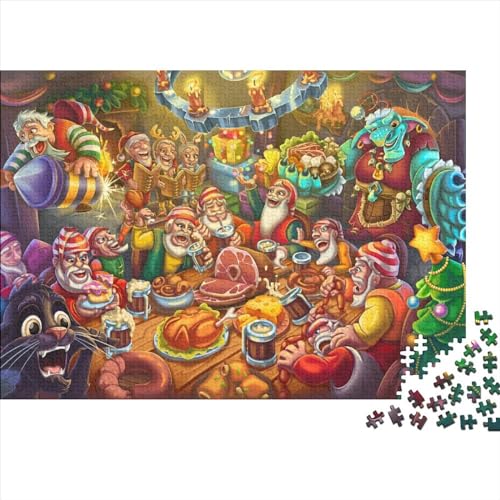 Christmas Party 1000-Teile-Puzzle Cleveres Dekoratives Gemälde Nachhaltiges Festive Atmosphere Puzzle - 1000 Teile Entspannendes Puzzlespiel 1000pcs (75x50cm) von OLKNJHER
