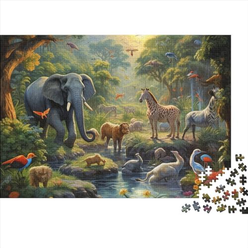 Dschungeltiere 500 Stück Puzzle Erwachsene Herausforderung Puzzle-Spiel Dekorative Fresken Handgemachtes DIY Erinnerungen An Die Kindheit von OLKNJHER