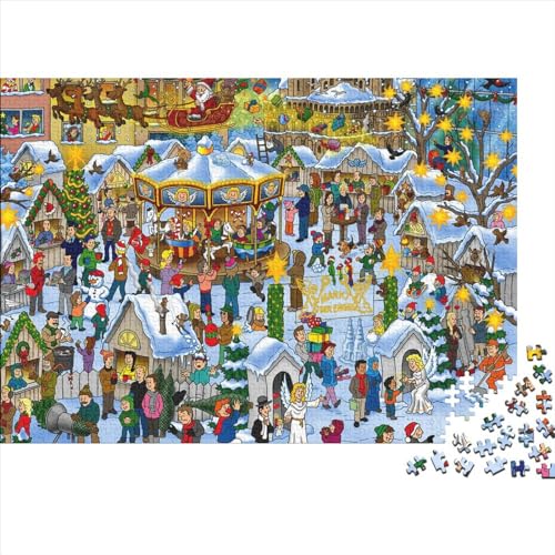 Weihnachten feiern 500 Stück Puzzle Erwachsene Hoher Schwierigkeitsgrad Puzzle-Spiel Fest Kunstgeschenke Handgemachtes DIY Spaß Für Die Ganze Familie von OLKNJHER
