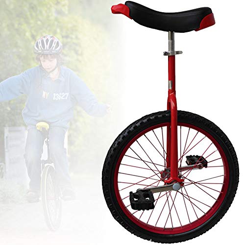 OLSDXAWQ, 16/18/20-Zoll-Rad-Einrad, rutschfeste Räder-Einrad, mit Leichtmetallfelge, extra dickem Reifen, Verstellbarer Sitz, for Outdoor-Sport, Fitness, Training, Gesundheit(Red,18inch) von OLSDXAWQ