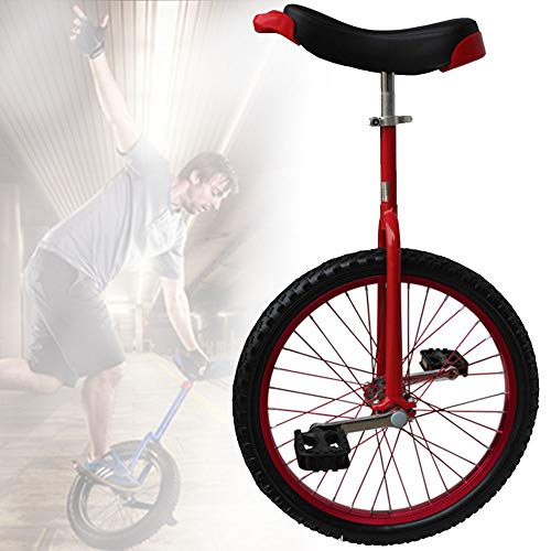 OLSDXAWQ, 16/18/20-Zoll-Rad-Einrad, rutschfeste Räder-Einrad, mit Leichtmetallfelge, extra dickem Reifen, Verstellbarer Sitz, for Outdoor-Sport, Fitness, Training, Gesundheit(Red,20inch) von OLSDXAWQ