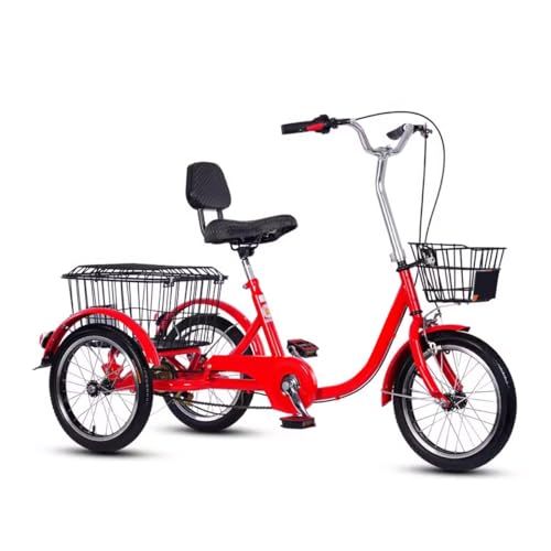 OLSDXAWQ, Dreirad for Erwachsene, Cruise Trike, 3 Räder, 16 Zoll, Singlespeed-Cruiser-Trike mit großem Korb, robustes Dreirad for Erwachsene, for Freizeit und Einkaufen (rot, mit Rückenlehne)(Red,With OLSDXAWQ, Dreirad for Erwachsene, Cruise Trike, 3 Räder, 16 Zoll, Singlespeed-Cruiser-Trike mit großem Korb, robustes Dreirad for Erwachsene, for Freizeit und Einkaufen (rot, mit Rückenlehne)(Red,With von OLSDXAWQ