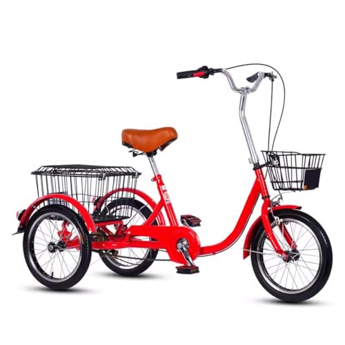 OLSDXAWQ, Dreirad for Erwachsene, Cruise Trike, 3 Räder, 16 Zoll, Singlespeed-Cruiser-Trike mit großem Korb, robustes Dreirad for Erwachsene, for Freizeit und Einkaufen (rot, mit Rückenlehne)(Red,No b OLSDXAWQ, Dreirad for Erwachsene, Cruise Trike, 3 Räder, 16 Zoll, Singlespeed-Cruiser-Trike mit großem Korb, robustes Dreirad for Erwachsene, for Freizeit und Einkaufen (rot, mit Rückenlehne)(Red,No b von OLSDXAWQ