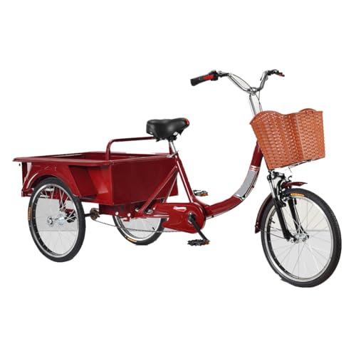 OLSDXAWQ, Dreirad for Erwachsene, Dreiradfahrrad mit 3 Rädern, 20-Zoll-Singlespeed-Cruiser-Trike mit großem Korb, Robustes 3-Rad-Fahrrad for Erwachsene, for Freizeit und Einkaufen (M)(M) von OLSDXAWQ