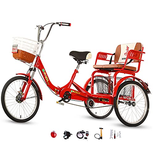 OLSDXAWQ, Dreirad for Erwachsene mit 20-Zoll-Rädern, Klapprahmen, bequemen Rücksitzen, Doppelkette for Zwei Kinder – 3-Rad-Scooter mit großem Korb OLSDXAWQ, Dreirad for Erwachsene mit 20-Zoll-Rädern, Klapprahmen, bequemen Rücksitzen, Doppelkette for Zwei Kinder – 3-Rad-Scooter mit großem Korb von OLSDXAWQ