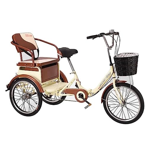 OLSDXAWQ, Dreirad for Erwachsene mit 3 Rädern – faltbares Cruiser-Fahrrad mit 6 Gängen, Kinderrücksitz, Vorder- und Hinterradbremsen – Trike for Männer und Frauen (20 Zoll) von OLSDXAWQ