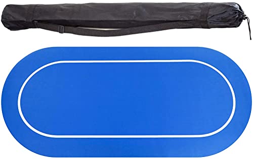 Brettspiel Tisch， Pokertisch-Layout, tragbare ovale Pokertischmatte mit Tragetasche(Blue) von OLSDXAWQ
