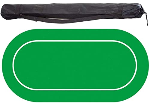 Brettspiel Tisch， Pokertisch-Layout, tragbare ovale Pokertischmatte mit Tragetasche(Green) von OLSDXAWQ